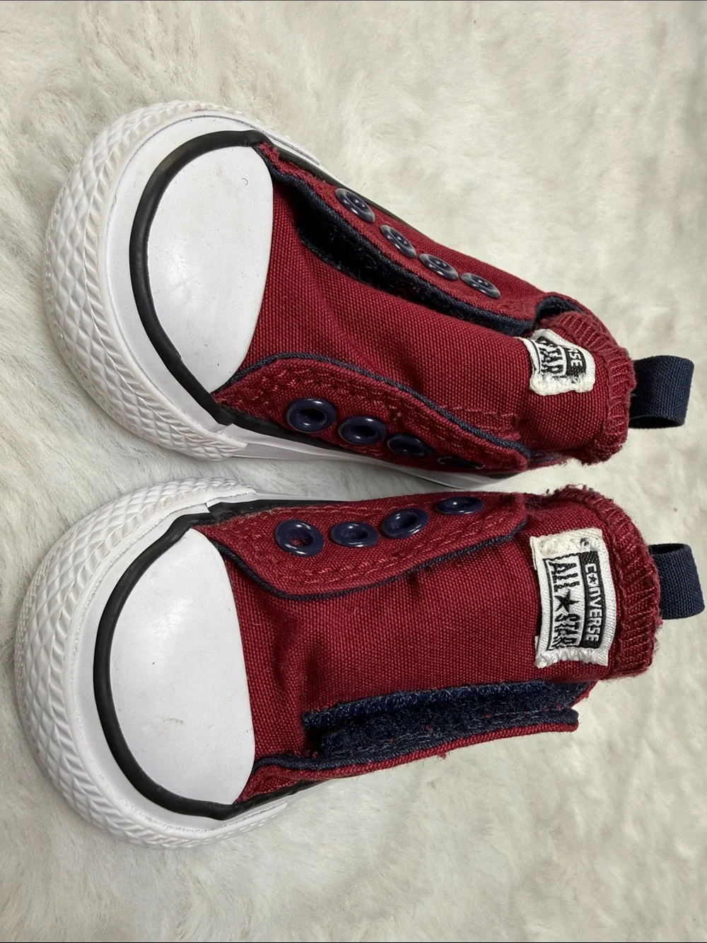 Converse Chuck Taylor All Star Easy On Infant Sz 2 Red Slip On Hook Loop Sneaker